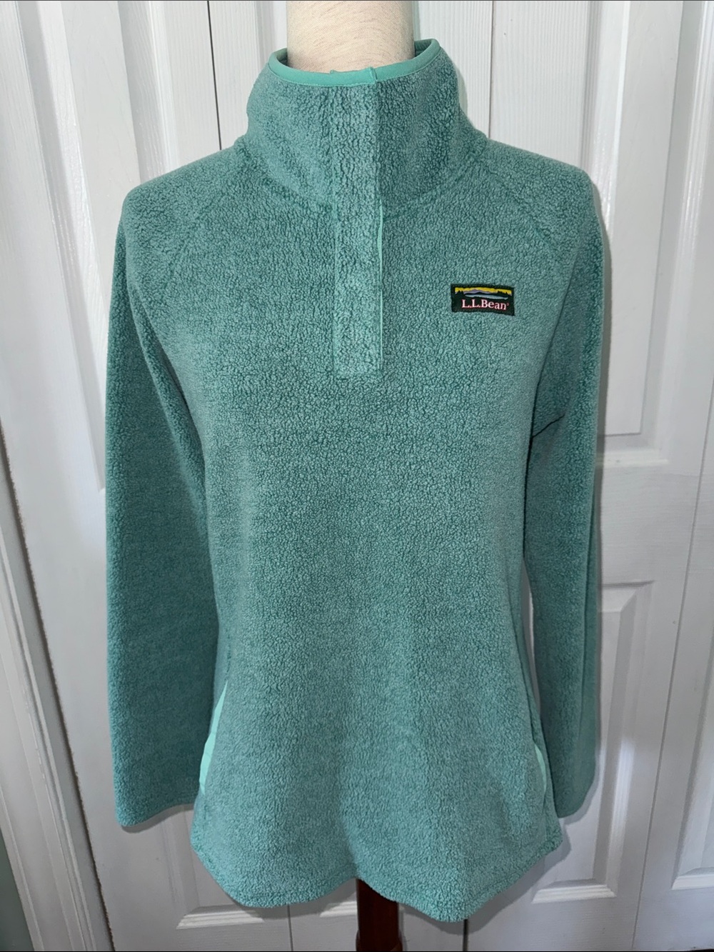 L.L. Bean Women's Teal Plush Quarter-Zip Fleece Pullover Sz M